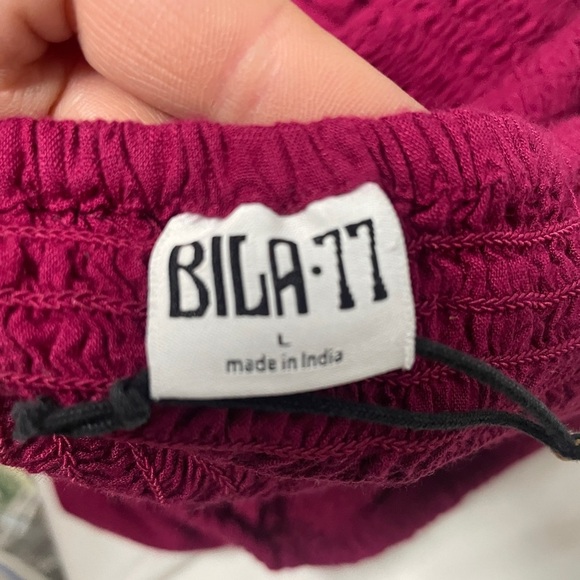 Billa 77 Smocked Crop Top off shoulders or On Flowing Double Bell sleeves India - Picture 2 of 8